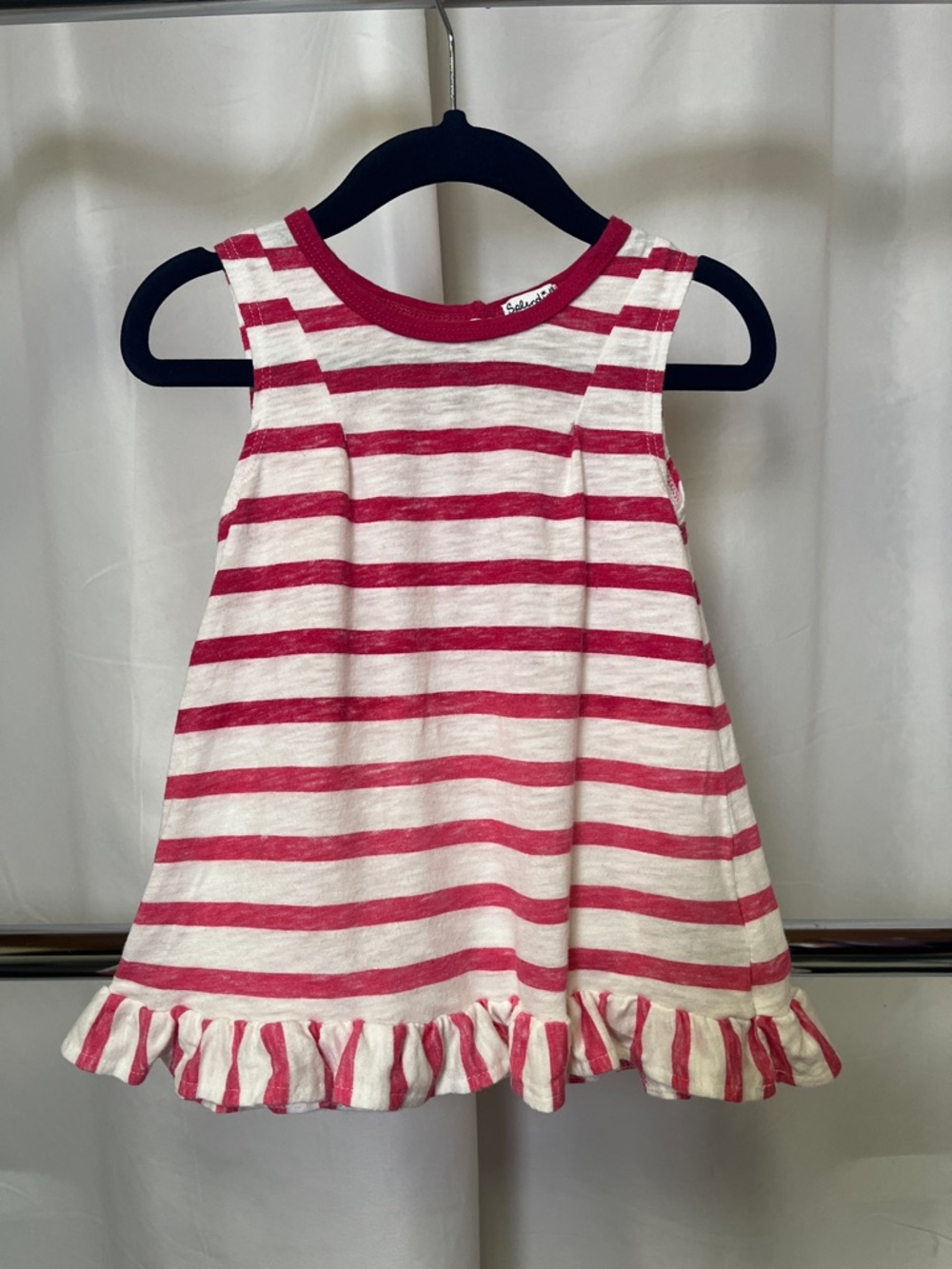 Splendid baby Pink and White Striped Ruffle Hem Tank Top 18-24 months